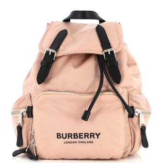 Burberry Logo Rucksack Backpack Nylon with Leather Medium Pink 2202241