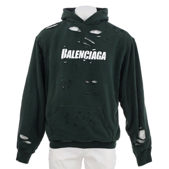 Balenciaga Logo Destroyed Hoodie Cotton