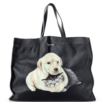 Balenciaga Logo Market Shopper Tote Printed Leather Large