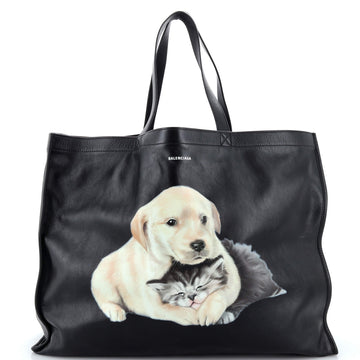 Balenciaga Logo Market Shopper Tote Printed Leather Large