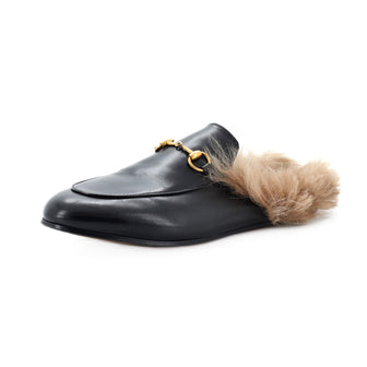 Gucci Women's Princetown Mules Leather with Fur