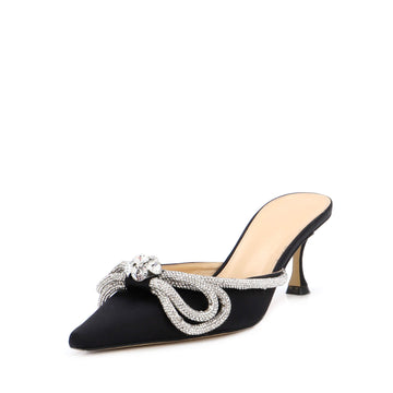 Mach & Mach Women's Double Bow Heeled Mules Satin 65
