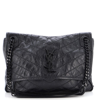 Saint Laurent Niki Chain Flap Bag Matelasse Chevron Leather Medium