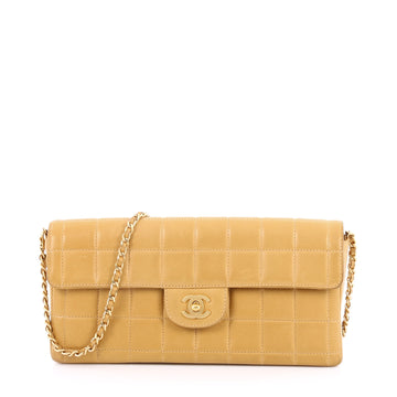 Chanel Chocolate Bar Flap Bag Quilted Lambskin East West Brown