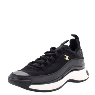 Chanel Women's CC Cap Toe Logo Sneakers Suede and Mixed Fibers