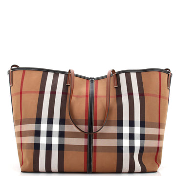 Burberry Beach Tote Vintage Check Canvas XL