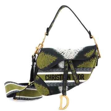 Christian Dior Saddle Bag Tie Dye Embroidered Canvas Medium