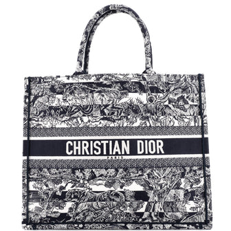 Christian Dior Book Tote Embroidered Canvas Large