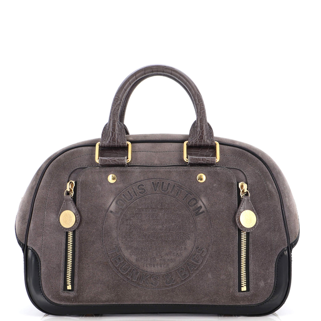 Louis Vuitton Havane Stamped Trunk Bowler Bag Suede GM 220401