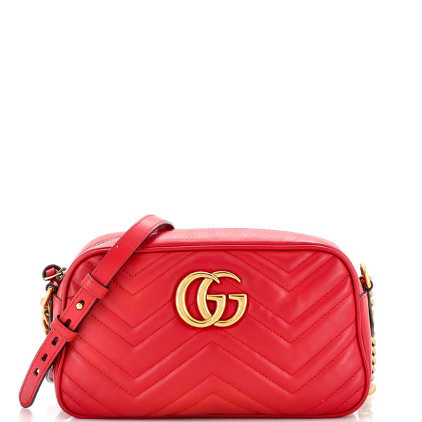 Gucci Marmont Top Handle Bag Red GG Small Mini Crossbody Bag in