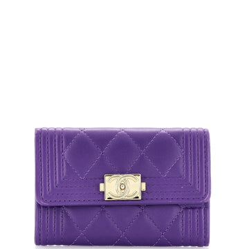 Chanel Boy Flap Card Case Quilted Caviar