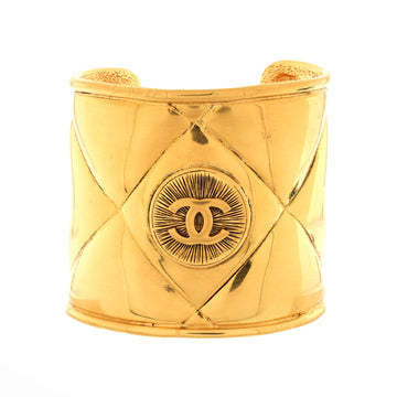 Chanel Cuff Bracelet Quilted Metal Wide