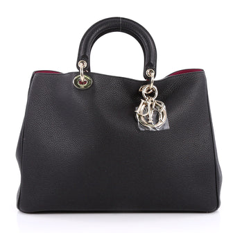 Christian Dior Diorissimo Tote Pebbled Leather Large Black 2204301 