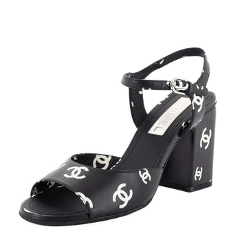 Chanel Women's Coco Beach Heeled Sandals Printed Leather