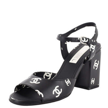 Chanel Women's Coco Beach Heeled Sandals Printed Leather