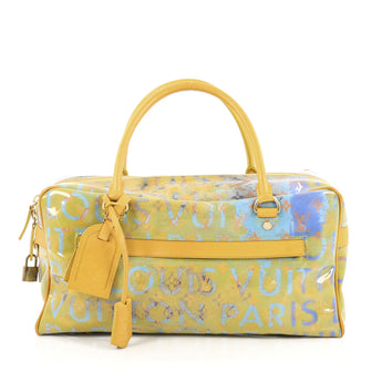 Louis Vuitton Limited Edition Pulp Weekender Bag PVC Over Monogram Denim PM Yellow