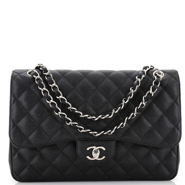 Chanel Classic Double Flap Bag Quilted Caviar Jumbo