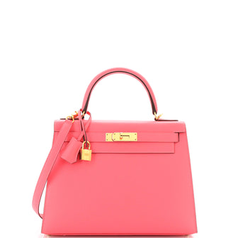 Hermes Kelly Handbag Pink Epsom with Gold Hardware 28