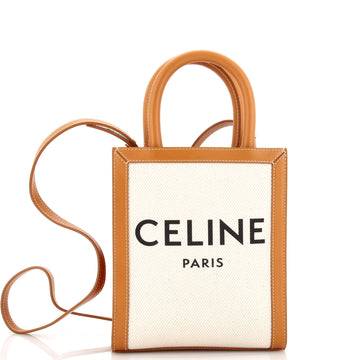 Celine Vertical Cabas Tote Canvas with Leather Mini