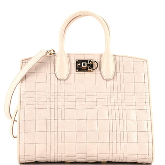 Salvatore Ferragamo Studio Box Satchel Woven Leather Medium