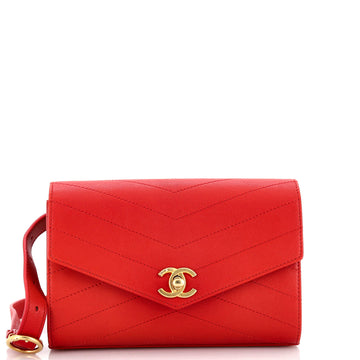Chanel Coco Chevron Waist Bag Stitched Calfskin