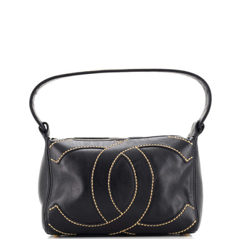 Chanel CC Stitch Shoulder Bag Leather Small