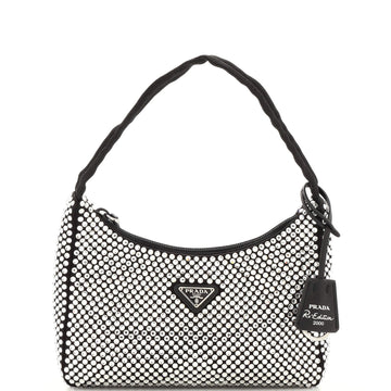 Prada Re-Edition 2000 Hobo Crystal Embellished Satin Mini