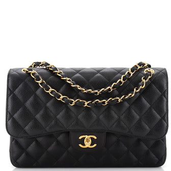 Chanel Classic Double Flap Bag Quilted Caviar Jumbo