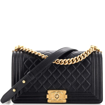 Chanel Boy Flap Bag Quilted Lambskin Old Medium