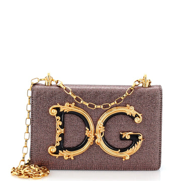 Dolce & Gabbana DG Girls Flap Bag Embellished Leather Small