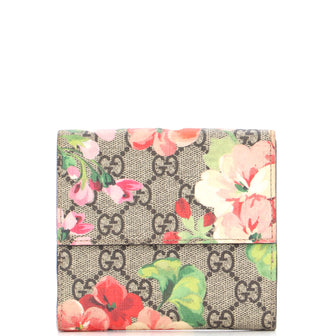 Gucci French Flap Wallet Blooms Print GG Coated Canvas