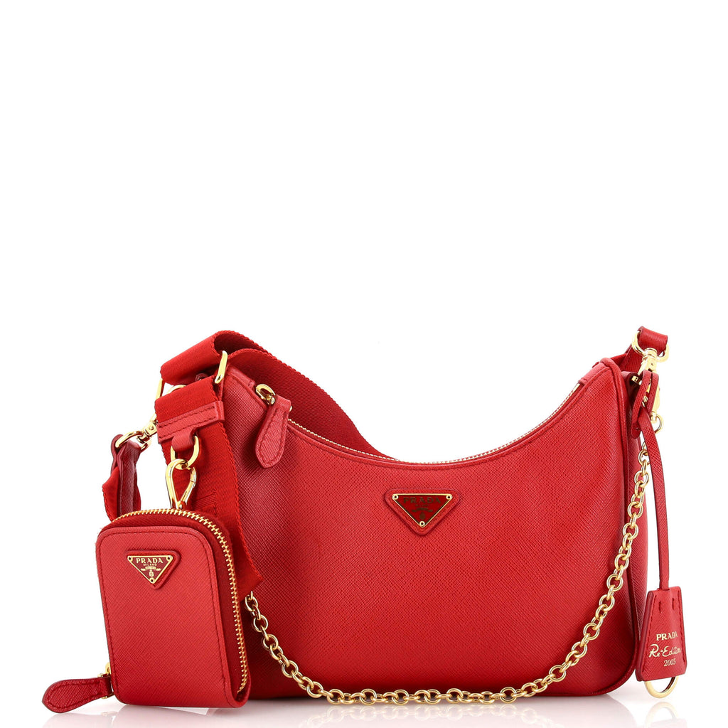 Prada Re-Edition 2005 Shoulder Bag Saffiano Leather Small Red 2206481