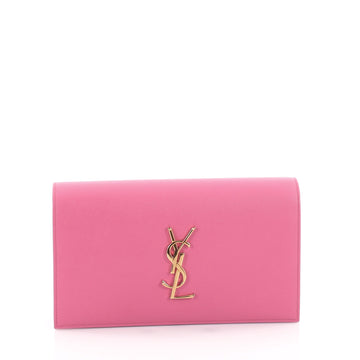Saint Laurent Classic Monogram Clutch Leather Medium Pink 2206501