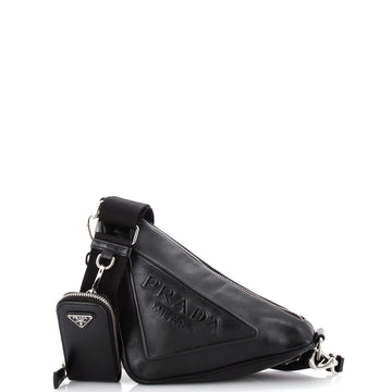 Prada Triangle Logo Zip Crossbody Bag Leather Small
