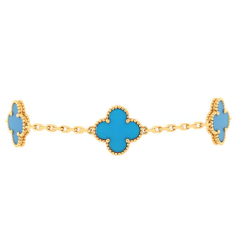 Van Cleef & Arpels Vintage Alhambra 5 Motifs Bracelet 18K Yellow Gold and Agate