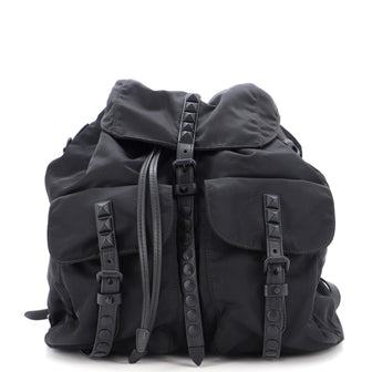 Prada New Vela Backpack Tessuto with Studded Leather