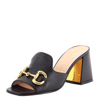Gucci Women's Horsebit Block Heel Sandals Leather