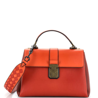 Bottega Veneta Piazza Top Handle Bag Leather with Intrecciato Detail Small