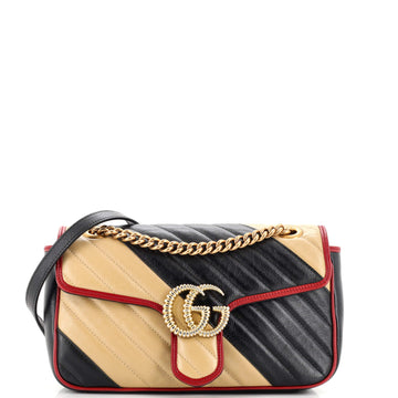 Gucci GG Marmont Flap Bag Diagonal Quilted Leather Small
