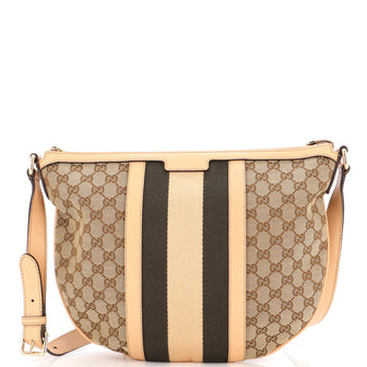 Gucci Vintage Web Saddle Messenger Bag GG Canvas Medium