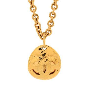 Chanel Vintage CC Quilted Teardrop Pendant Necklace Metal