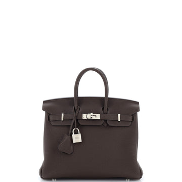 Hermes Birkin Handbag Brown Togo with Palladium Hardware 25