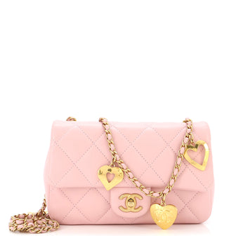 Chanel Heart Charms Flap Bag Quilted Lambskin Mini