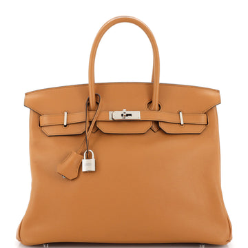 Hermes Sea Surf Birkin Bag Brown Novillo with Palladium Hardware 35