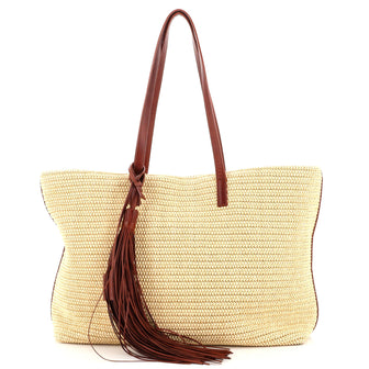 Saint Laurent Shopper Tote Woven Raffia East West