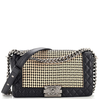 Chanel Reverso Boy Flap Bag Woven Calfskin Old Medium