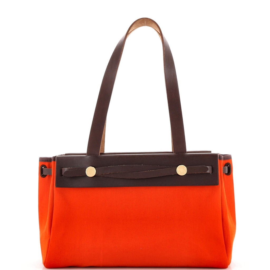 Hermes Herbag Cabas Toile and Leather PM Orange 2206961