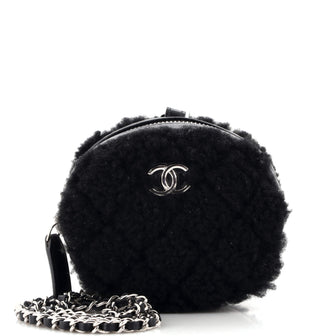 Chanel Round Clutch with Chain Quilted Shearling Mini