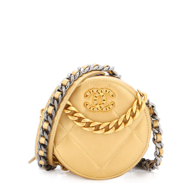 Chanel 19 Round Clutch with Chain Quilted Leather