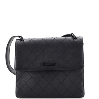 Chanel Vintage Logo Flap Messenger Bag Stitched Caviar Small